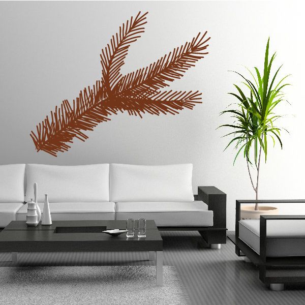 Pine tree branch decal, brown