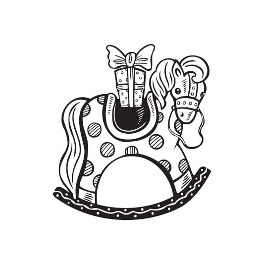 Image of Christmas Decorations Present Rocking Horse Decal