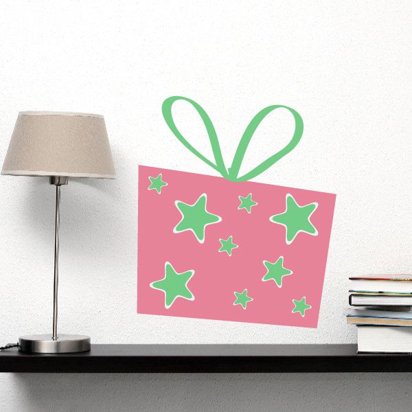 Image of Christmas Present with Various Stars Sticker