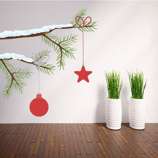 Image of Christmas Tree Branch Ornaments Wall Decal - Vinyl Sticker - Car Sticker - IDCOLOR061