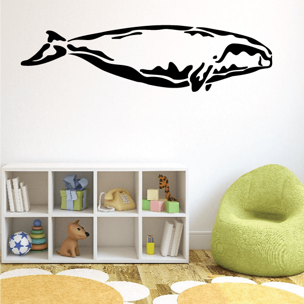 Whale decal with bold black-and-white fat whale silhouette