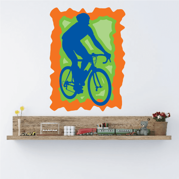 City Cyclist sticker with orange border and green/blue bicycle graphic