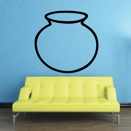 Clay jug decal with black outline, rounded belly and narrow neck
