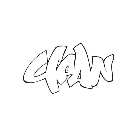 Black graffiti-style decal with bold outline lettering