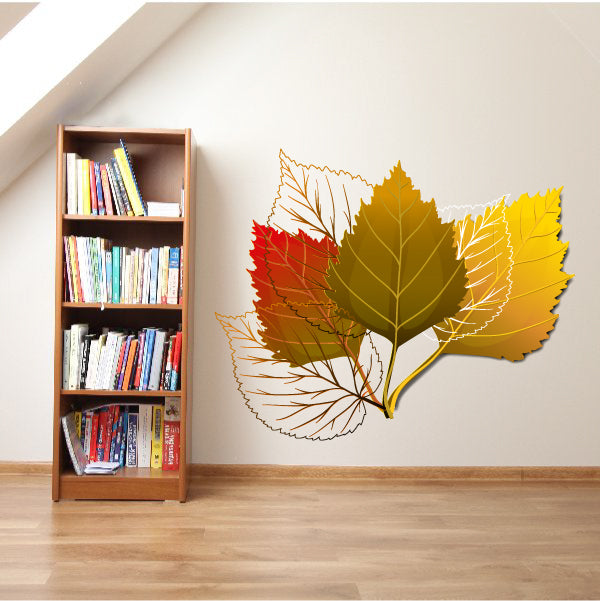Adhesive wall decals featuring leaf designs