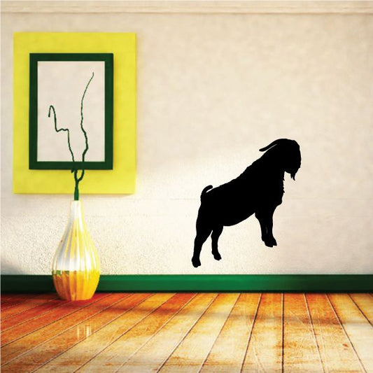 Climbing goat silhouette wall decal, black