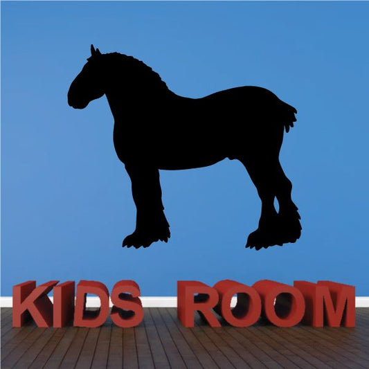 Standing Clydesdale horse decal, black silhouette