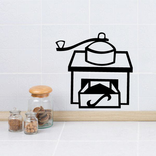 Coffee grinder decal with grounds icon