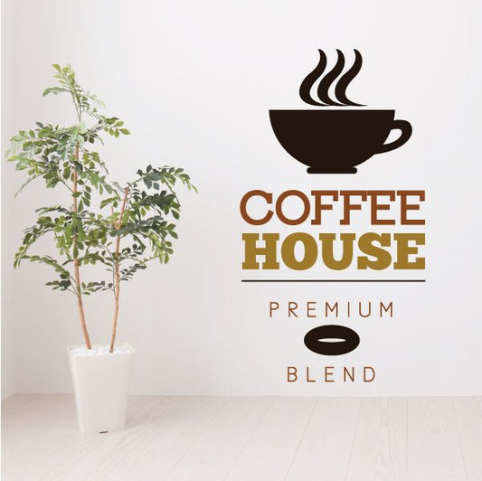 Coffee House premium blend wall decal with coffee cup icon and “COFFEE HOUSE” text