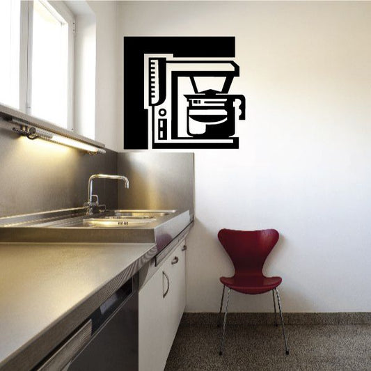 Coffee maker decal: white coffee icon on black square