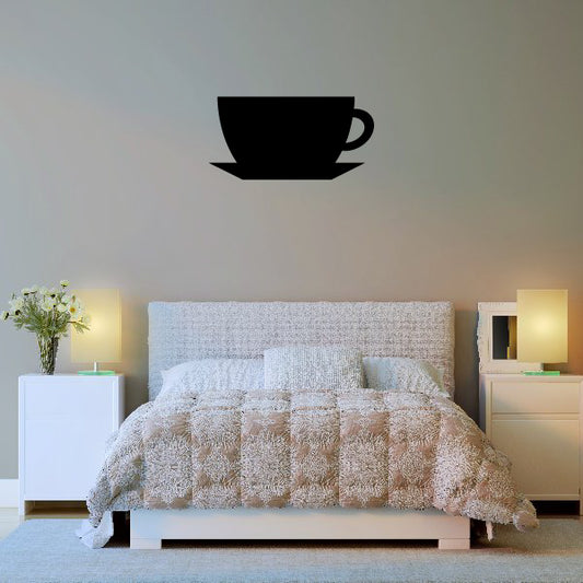 Black coffee cup and saucer decal silhouette