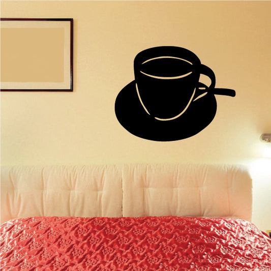 Black coffee mug and saucer wall decal