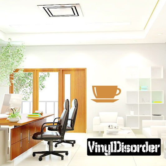Coffee mug and saucer decal, brown and white, wall sticker