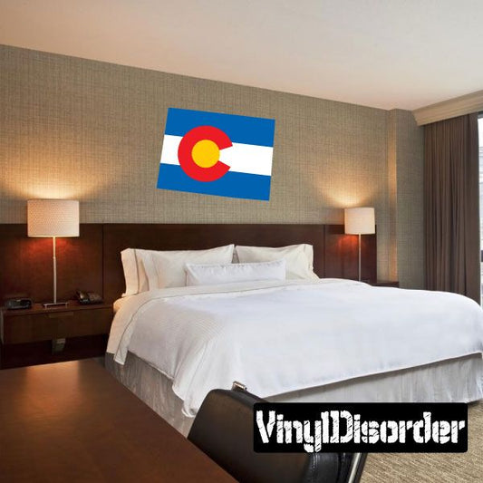 Colorado state flag sticker with flag design in rectangular shape