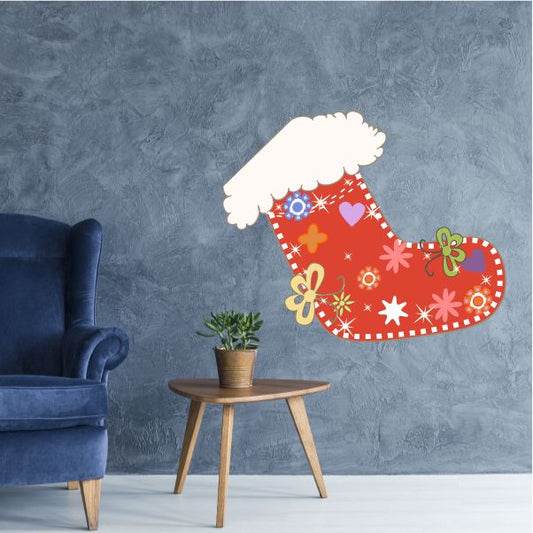 Image of Colorful Decorated Stocking Printed Die Cut Decal