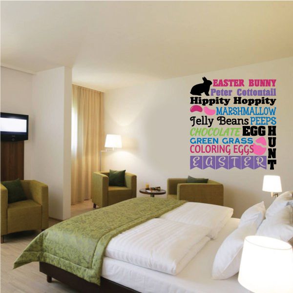 Image of Colorful Easter Bunny Quote Printed Die Cut Decal