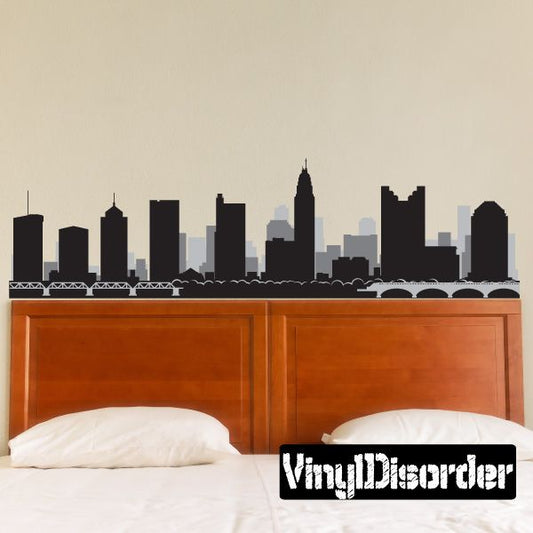 Columbus Ohio skyline vinyl wall decal with dark black city silhouette