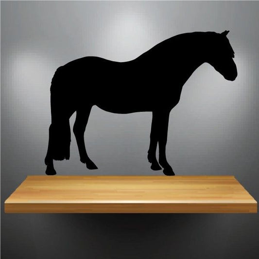 Black pony horse decal silhouette standing in profile