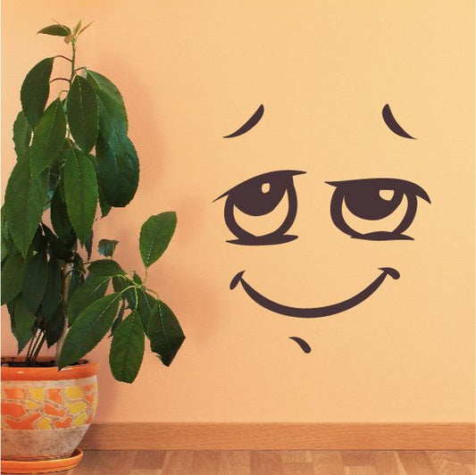 Image of Content Face Expression Wall Decal - Vinyl Decal - Car Decal - Idcolor053