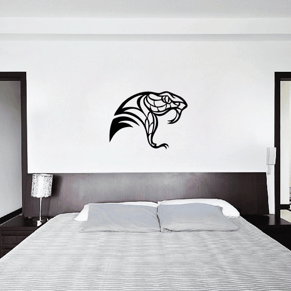 Snake head wall decal in black contour line style