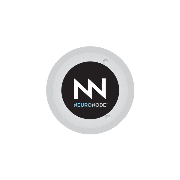 Control Bionics circular label with black center and white NEURONODE logo