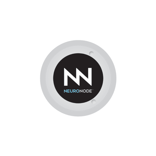 Control Bionics circular label with black center and white NEURONODE logo
