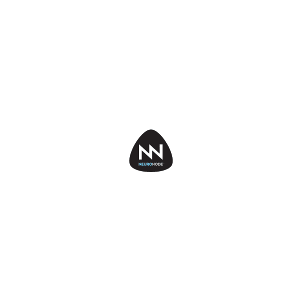 Black circular NeuroNode label with white NN logo