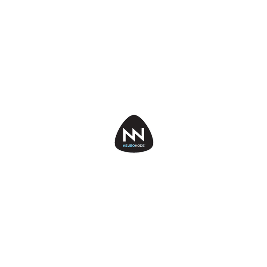 Black circular NeuroNode label with white NN logo