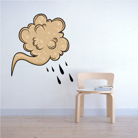 Whimsical cloud-shaped conversation bubble sticker near furniture