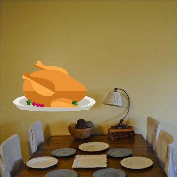 Cooked turkey dinner sticker: roasted turkey on a plate with sides
