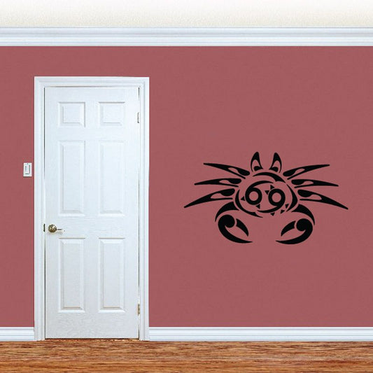 Tribal crab wall decal, black graphic