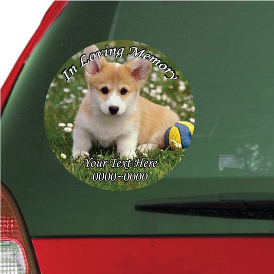 Image of Corgi Puppy Dog In Loving Memory Custom Circle Sticker