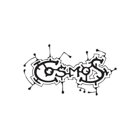 Cosmos graffiti decal, black abstract street-art design with splatter accents