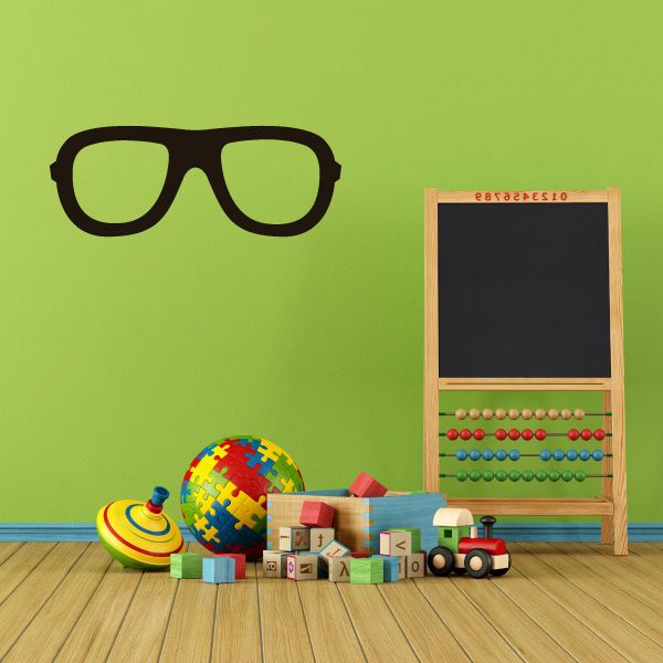 Black costume glasses decal with thick frame, simple outline
