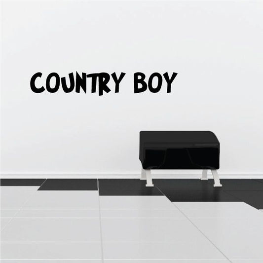Vinyl decal: 'COUNTRY BOY' bold black block letters