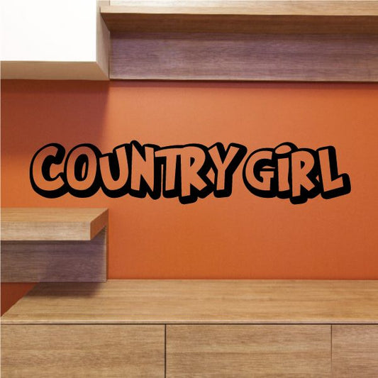 Country Girl decal in bold black letters, stencil-style word art