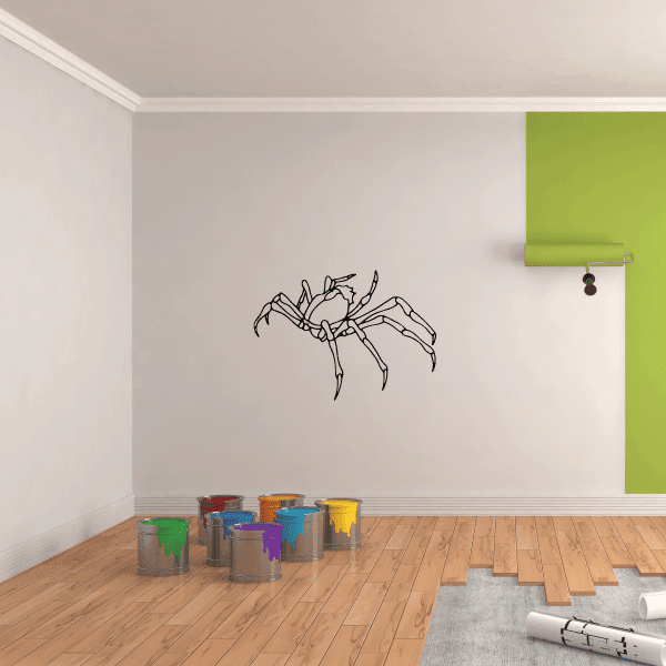 Crab spider wall decal, black outline of a crawling spider