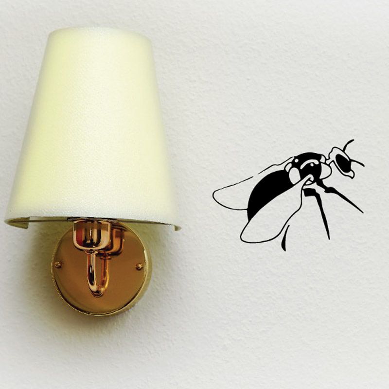 Crawling termite decal, black outline bug with antennae and legs.