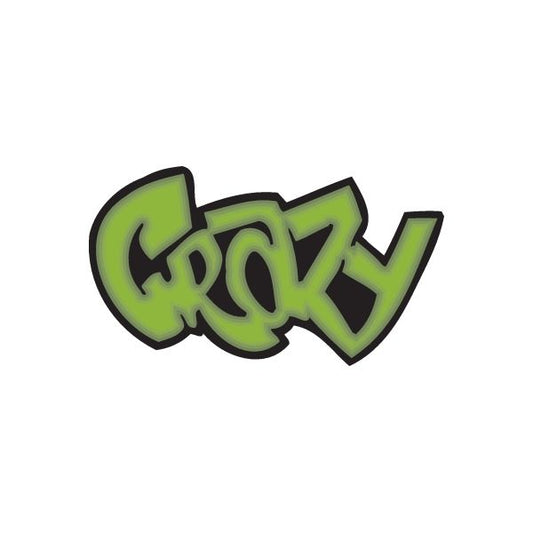 Graffiti sticker with green and black 'Crazy' lettering