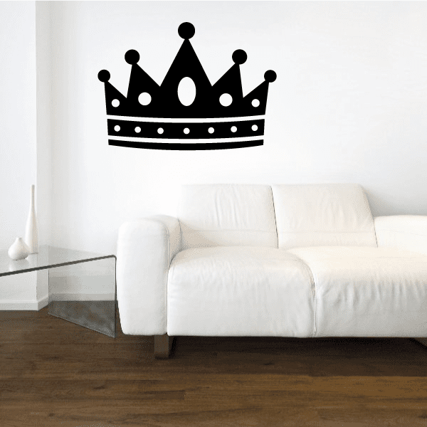 Black king crown wall vinyl decal with jewel-like trim and dot details