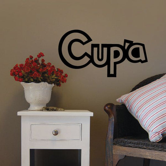 Coffee decal with large black Cup'a logo