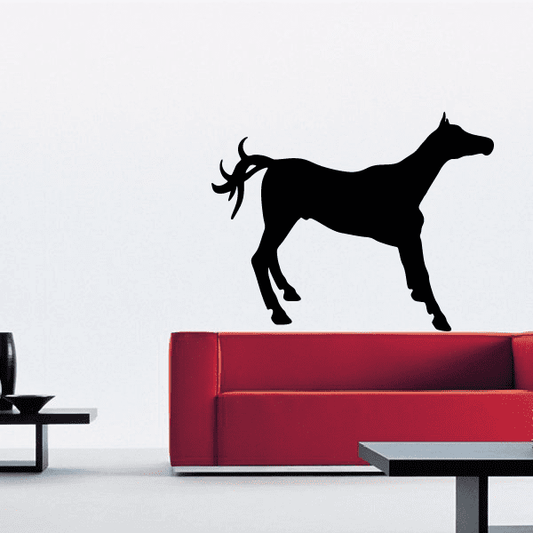 Black foal decal sticker with raised head and tail, vinyl silhouette