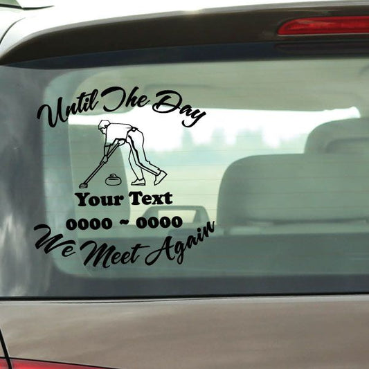 Vehicle memorial decal with soldier urn icon and “We Meet Again” custom text