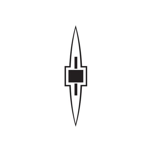 Car window vinyl decal sticker, black outline spear symbol with central square