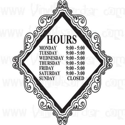Custom Business Hour Window Decal - bhE