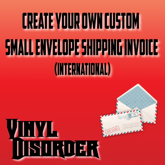 Small international shipping invoice envelope with air mail label and striped flap