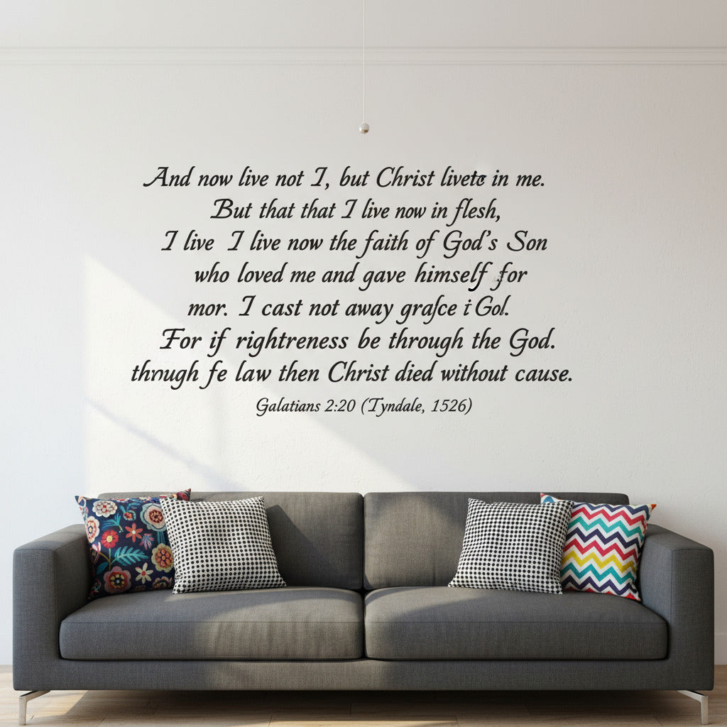 Song lyric wall art with cursive quote text on light background