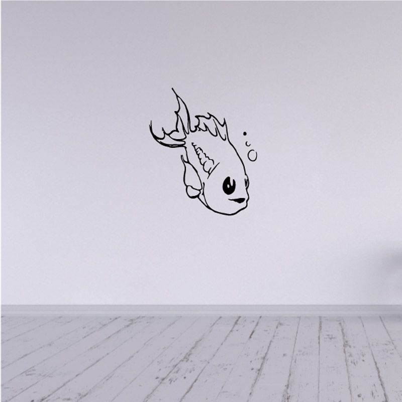 Goldfish decal with cute outline and small bubble accents