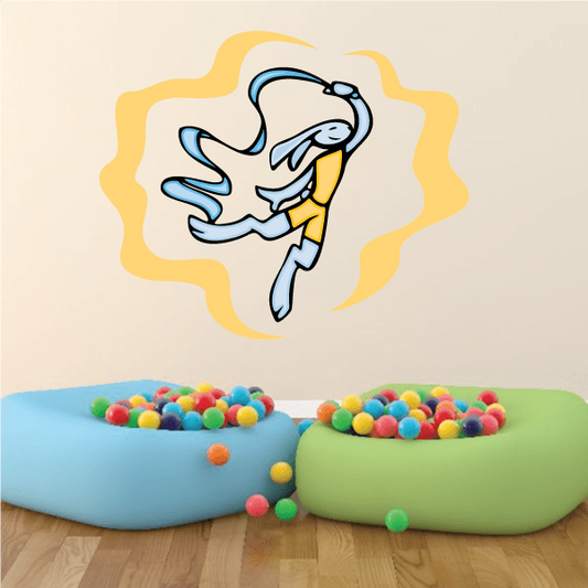 Dance dancer vinyl decal sticker, blue and yellow die-cut graphic