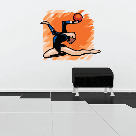 Dance wall decal vinyl sticker of a cartoon orange and blue dancer mid-move